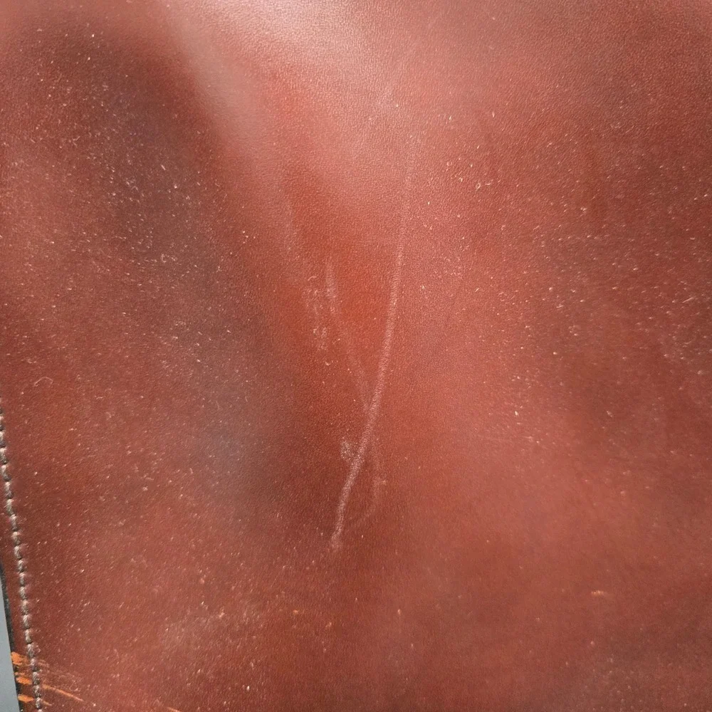 Vintage Brown Leather Briefcase Slim Laptop Bag Messenger with Shoulder Strap